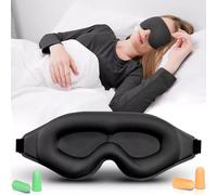 OPVYAEU Masque de Nuit avec Bouchons d’Oreilles - 1 Masque Yeux + 2 Paires de Bouchons Orange et Vert pour Adultes, Masque 3D Sommeil, Bandeau Nuit Yeux