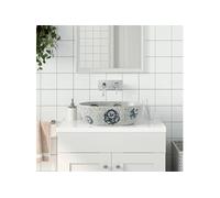 vidaXL Opzetwasbak ovaal 47x33x13 cm keramiek grijs en blauw155067 Gris G