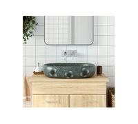 vidaXL Vasque à poser bleu ovale 59x40x14 cm céramique