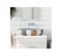 vidaXL Vasque à poser ovale 59x40x14 cm céramique multicolore - trou de vidange