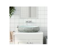 Opzetwasbak ovaal 59x40x15 cm keramiek grijs en blauw155093