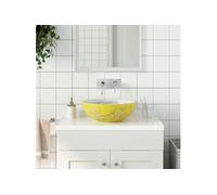 Opzetwasbak rond Î¦41x14 cm keramiek wit en geel155053