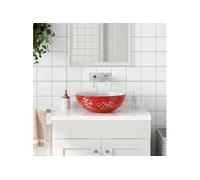 Opzetwasbak rond Î¦41x14 cm keramiek wit en rood155052