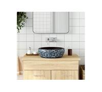Opzetwasbak rond Î¦41x14 cm keramiek zwart en blauw155065