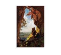 OqcEha Carl Spitzweg Impression sur toile murale à suspendre Motif gnome regardant le train 40 x 60 cm