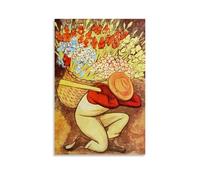OqcEha Diego Rivera Peintures murales Impression sur toile Motif El Vendedora De Flores Décoration murale Décoration d'intérieur moderne 50 x 75 cm