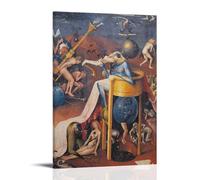 OqcEha Impression sur toile de Jérôme Bosch - Jardin des délices terrestres - Décoration d'intérieur - Décoration d'intérieur - 60 x 90 cm