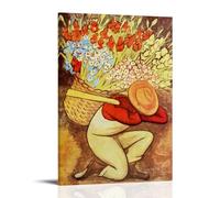 OqcEha Impression sur toile de peintures de Diego Rivera El Vendedora de Flores - Décoration murale d'intérieur moderne - 30 x 45 cm
