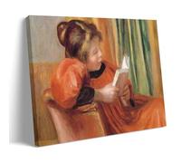 OqcEha Impression sur toile de peintures de Pierre Auguste Renoir - Motif fille qui lit - 30 x 45 cm