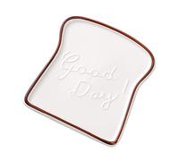 OQHAIR Assiette en Porcelaine en Forme de Pain grillé Assiette en céramique Beurrier Plat à Pain Assiette de Petit-déjeuner Support à Dessert Décoratif Cupcake Plateau de Service pour gât