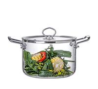 OQHAIR Cuisine de Cuisson en Verre u, Casserole en Verre Transparent avec Couvercle et poignée en Acier pour la Cuisson du Lait, des pâtes et des Aliments pour bébés, StockKitchen en verr
