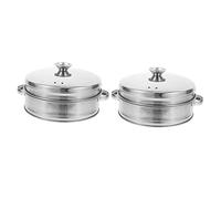 OQHAIR Lot de 3 Ensembles de paniers de Fruits de mer en Acier pour Viande et Fruits de mer Dumpling of Gadget Kitchen Lidded Cooker Tool et Dim Cooking Pan Pot with Steam Double Handles