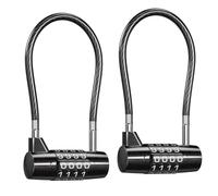 OQIMAX Lot de 2 Cadenas a Code 4 Chiffres Casier, Cadenas Code Longue Anse, Serrure à Combinaison Étanche, Cadena Code Extérieur Cable pour Gymnase, Garage, Cabane, Voyage