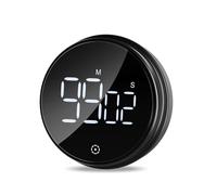 OQIMAX Minuteur de Cuisine, Timer Enfant, Minuteur Numérique, Minuteur Visuel Enfant, Compte à Rebours Magnétique, Grand Affichage LED, Volume Réglable pour Étudier Cuisson Classe Fitness - Noir