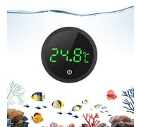 OQIMAX Thermomètre Aquarium Numérique, Mini Thermometre d'aquarium avec Affichage LED et Haute Précision, Réveil Tactile, Thermomètre d'eau sans Fil pour Aquarium, Marine, Eau Douce, Noir