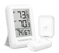 OQIMAX Thermometre Interieur et Extérieur avec 2 Capteurs, Max/Min, Thermometre Digital avec Grand Ecran LCD, Commutateur ℃/℉, Thermometre Hygrometre Interieur pour Bureau, Maison, Chambre