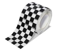 OQingluan Bande Antidérapante Adhésive, 10cm*10m | Ruban de Traction Antidérapant, Prévention des Chutes, Motif à Carreaux Noir et Blanc, Noir / Transparent