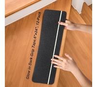 OQingluan Bande Antidérapante Escalier, 15cm*60cm 12pcs, Ruban Antidérapant Phosphorescent, Bande Sécurité Antidérapant, Luminescente, Imperméable