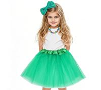 OQKAHIV 1 mini jupe tutu en tulle pour enfants et filles - 3 couches de tulle - Jupe en tulle pour fille - Jupe de ballet - Jupe de danse (vert herbe)