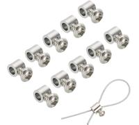 OQKAHIV 10 pcs Fil Corde Clips, Acier Câble Pinces, Fil Corde, Inox Acier Simple Trous Verrouillage Câble Pinces pour Câble Raccords, Single Trous Fil Serrure Corde Raccords Clip, Argent