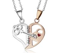 OQKAHIV 2 pcs Colliers d'amitié, Collier pour Filles, Collier d'Amitié Puzzle Heart, Meilleurs Amis Assortis Colliers, Anniversaire Saint-Valentin Amitié Bijoux Cadeaux pour Amis Sœurs, Argent + Or