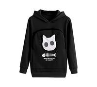 OQSM Fluffsy Cat and Dog Pouch Hoodle,Cat Dog Kangaroo Pouch Holder Sweatshirt,Casual Sweatshirt Unisex (Black,M)
