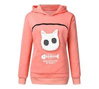 OQSM Fluffsy Cat and Dog Pouch Hoodle,Cat Dog Kangaroo Pouch Holder Sweatshirt,Casual Sweatshirt Unisex (Pink,XL)