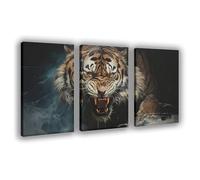 OQUAJK Poster sur toile avec tigre de Sibérie en colère - Décoration pour chambre à coucher, bureau, chambre, cadeau (60 x 90 cm)