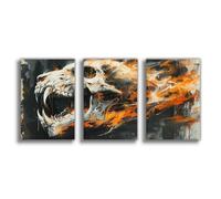 OQUAJK Poster sur toile motif crâne fossile en colère - Décoration pour chambre à coucher, bureau, chambre - Cadeau 40 x 60 cm