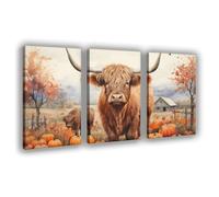 OQUAJK Poster sur toile représentant la récolte de bétail des Highlands - Décoration murale pour salon, chambre à coucher - 50 x 75 cm