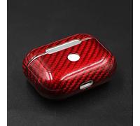 oque en fibre de carbone véritable pour AirPods Pro 2ème génération | Coque fine et durable en fibre de carbone pour AirPods Pro 2 | chargement sans fil | Protection absorbant les chocs Rouge