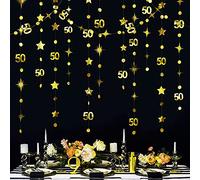 Or 50e Anniversaire décorations numéro 50 Cercle Point Scintillant étoile Guirlande métallique à Suspendre Banderole banderoles bannière pour Femmes Hommes 50 Ans Cinquante Fournitures de fête