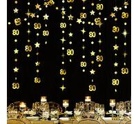 Or 80e anniversaire décorations numéro 80 cercle point scintillant étoile guirlande métallique suspendu banderole banderoles bannière toile de fond 80 ans anniversaire quatre vingt fournitures de fête