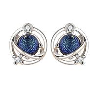 Or Argent Couleur Créative Bleu Zircon Planète Clous d'oreilles Mariage Bijoux de Mariage Véritable Perle de Coquillage Boucles d'oreilles Femme, taille unique, Métal, Pas de gemme