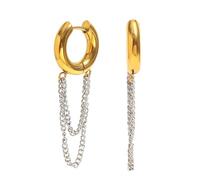 Or Argent Tone Chaîne Penzolante Petites Boucles D'oreilles Cercle Huggie pour Femmes en Acier Inoxydable Lien Plaqué Or Goutte Boucles D'oreilles Cartilage Tragus Poignets Braxons de Mode