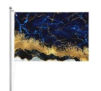 Or Blanc Marbre Vague Bleu Marine,Drapeau de jardin, bannière décorative, drapeau double face, 2 x 3 pieds, pour extérieur et intérieur