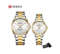 (or blanc) Montres de couple de marque CURREN pour les amoureux Montres-bracelets à quartz classiques