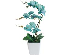 YSZL Orchidée Phalaenopsis Artificielle en Soie de 38,1 cm de Haut (Bleu doré)