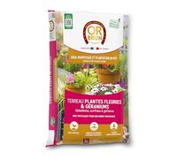 OR BRUN OBRTGER35N Terreau Plantes Fleuries & Géraniums - Fertilisant pour Améliorer La Croissance - 35L - Dipladénias Surfinias & Gerberas