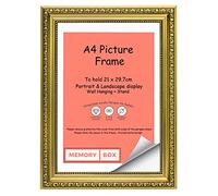 Or Cadre Photo/ Cadre pour Posters Orné Sombre et Chic - Avec Support en MDF - avec Feuille Perspex Incassable en Styrène d’une Grande Clarté - A4