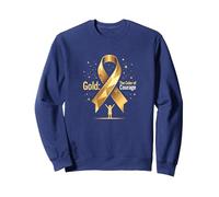 Or de Septembre : Courage de Sensibilisation au Cancer chez l'enfant Sweatshirt, Unisexe pour Adultes, Bleu Marine, S