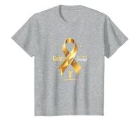 Or de Septembre : Courage de Sensibilisation au Cancer chez l'enfant T-Shirt, Enfant, Gris Chiné, 4 Ans