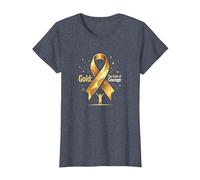 Or de Septembre : Courage de Sensibilisation au Cancer chez l'enfant T-Shirt, Femme, Bleu Chiné, 3XL
