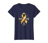 Or de Septembre : Courage de Sensibilisation au Cancer chez l'enfant T-Shirt, Femme, Bleu Marine, 3XL
