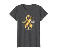 Or de Septembre : Courage de Sensibilisation au Cancer chez l'enfant T-Shirt, Femme, Chiné Foncé, L