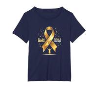 Or de Septembre : Courage de Sensibilisation au Cancer chez l'enfant T-Shirt, Femme Grandes Tailles, Bleu Marine, 4X
