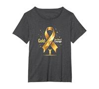 Or de Septembre : Courage de Sensibilisation au Cancer chez l'enfant T-Shirt, Femme Grandes Tailles, Chiné Foncé, 2X