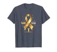 Or de Septembre : Courage de Sensibilisation au Cancer chez l'enfant T-Shirt, Homme, Bleu Chiné, 5XL