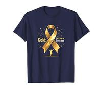 Or de Septembre : Courage de Sensibilisation au Cancer chez l'enfant T-Shirt, Homme, Bleu Marine, XXL
