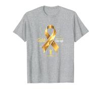 Or de Septembre : Courage de Sensibilisation au Cancer chez l'enfant T-Shirt, Homme, Gris Chiné, L